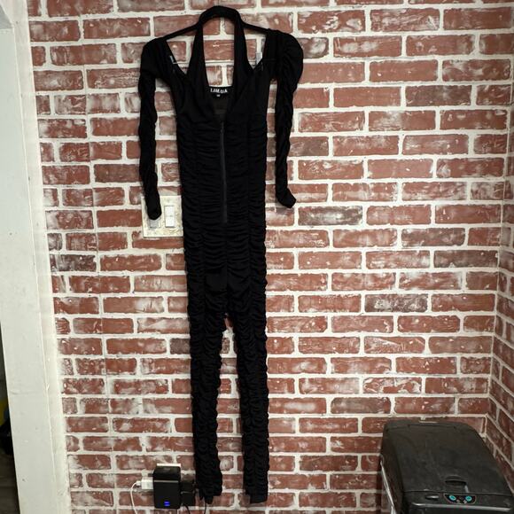 I.AM.GIA womens Diego Ruched Jumpsuit Black Size XS RARE Hard to Find - Picture 1 of 8